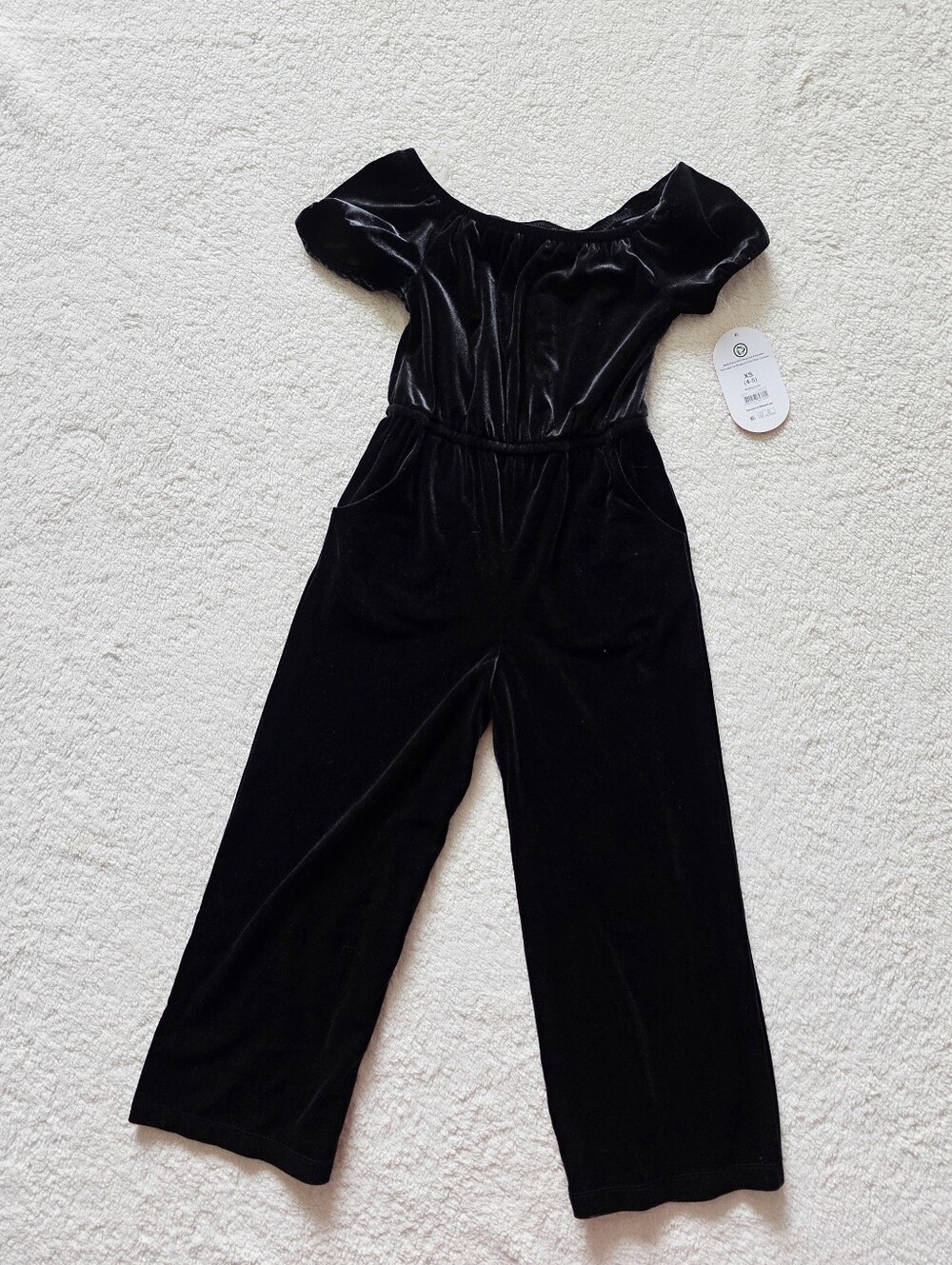 New girl's Wonder Nation Girls Velour Wide Leg Jumpsuit with Puff Sleeve size XS